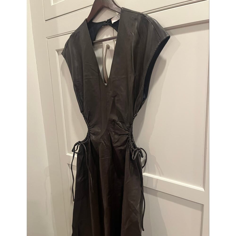 ASTR the Label Miranda Vegan Leather Midi Dress Dark Brown Cutout Sz. S NWOT - Picture 4 of 10